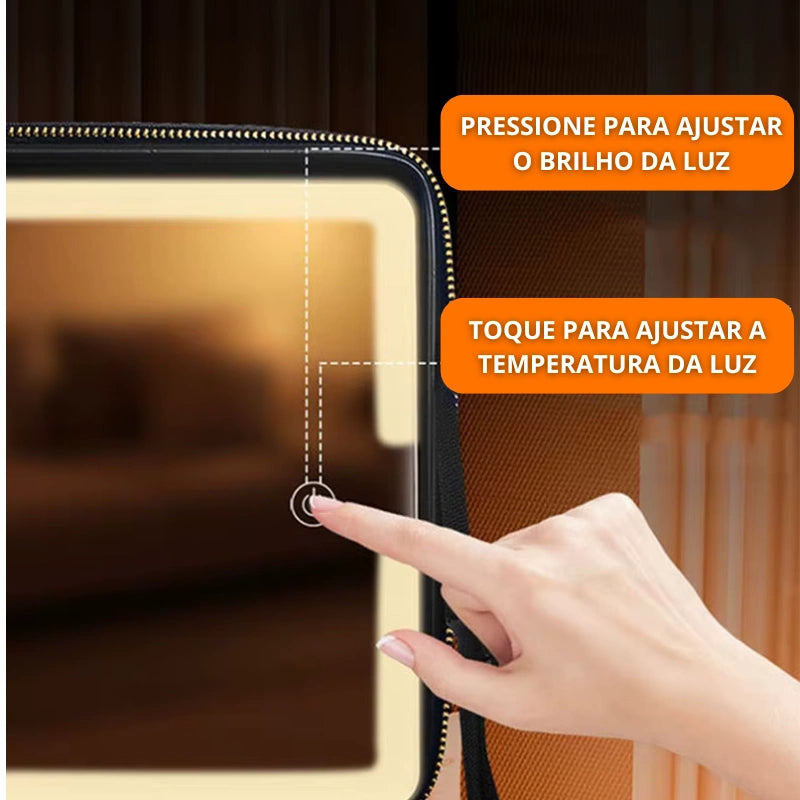 Glamlux - Maleta de Maquiagem de Couro Com Espelho Led